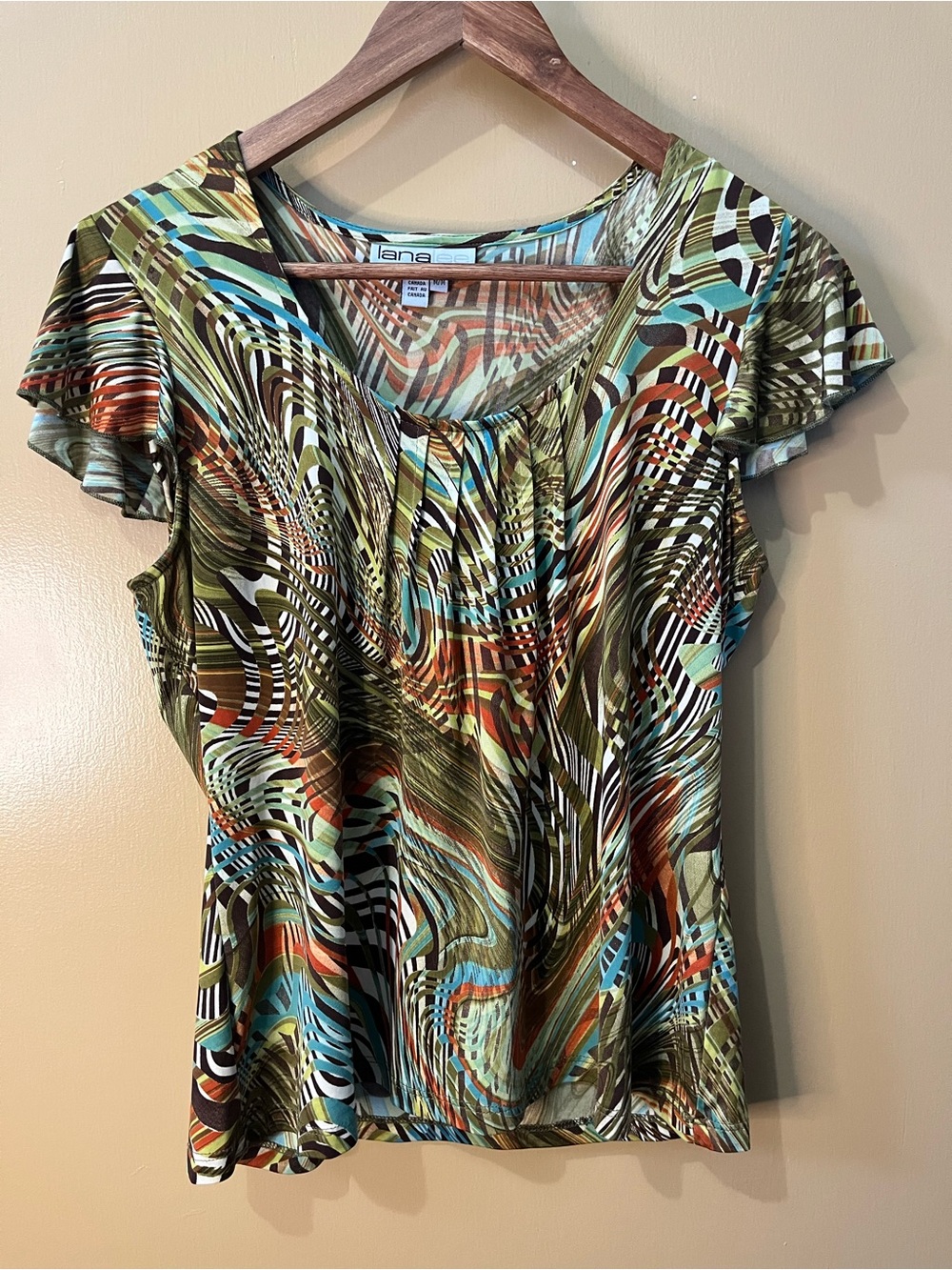 Lana Lee | M | Multicolor Printed Flutter Sleeve Women's Top | PTP 18”